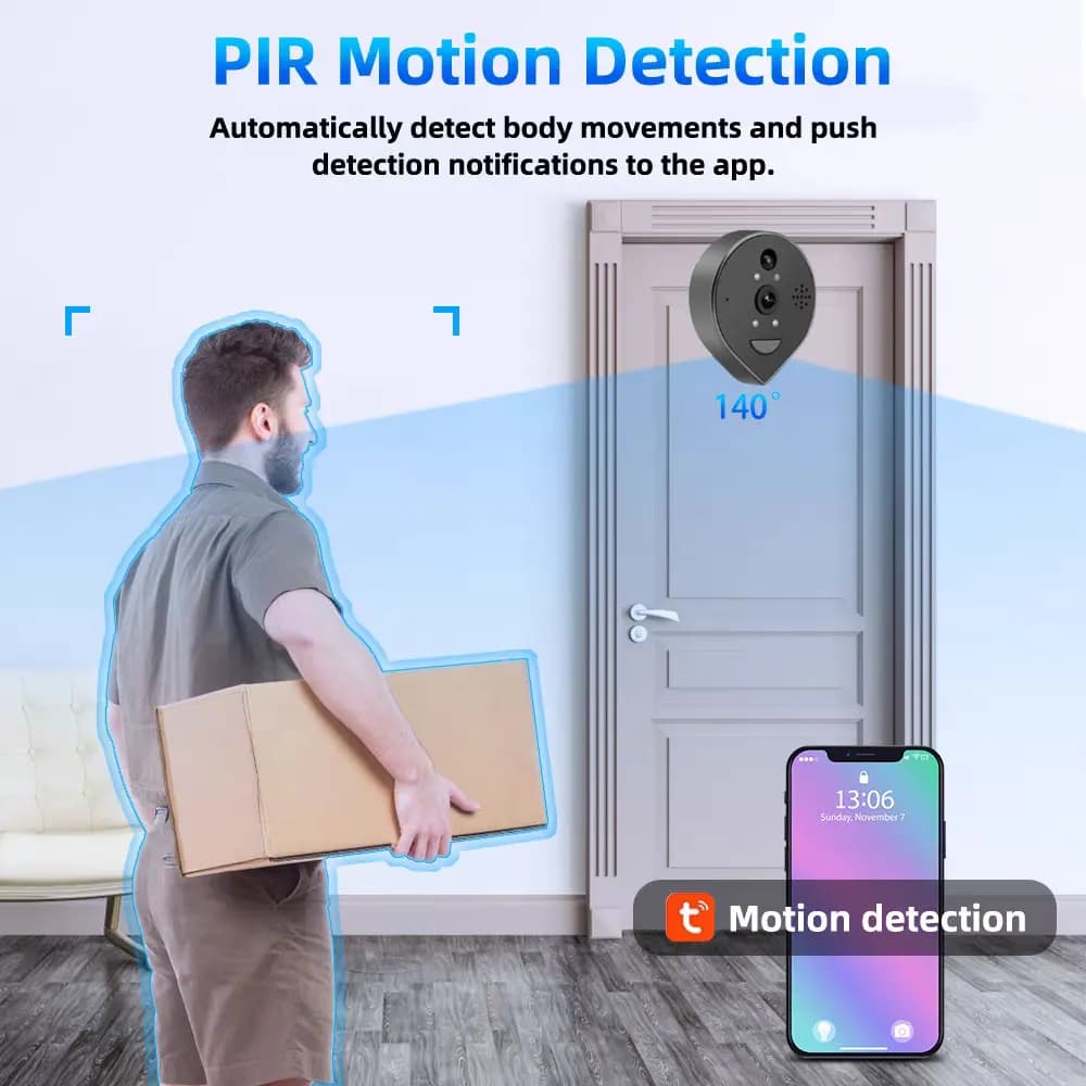 Spioncino Digitale 5MP con Videocitofono Tuya SmartLife, Rilevamento AI Alexa, Interfono Wireless WiFi per Casa Privata