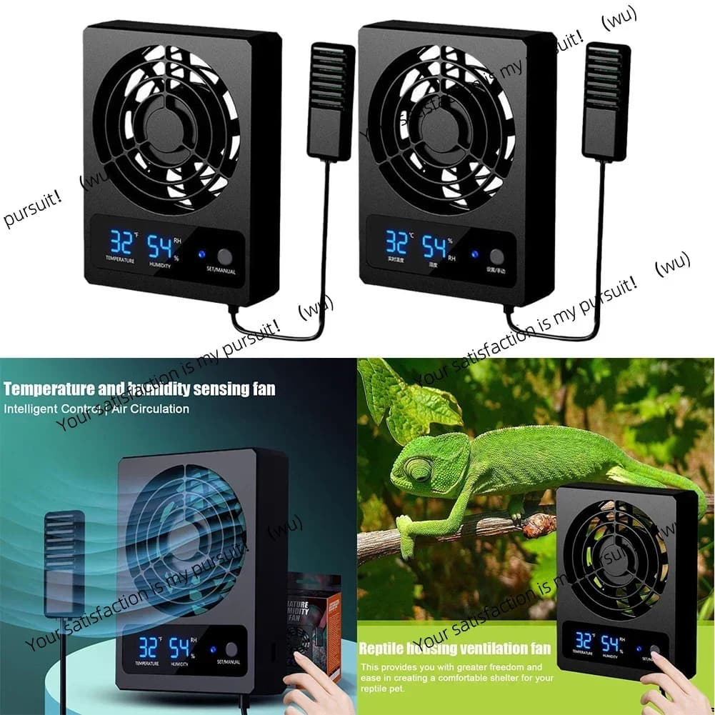 Ventilatore da 1 pezzo per terrario di rettili, deumidificatore per terrari di ambienti tropicali, prodotti per animali domestici, ventilatore a temperatura controllata