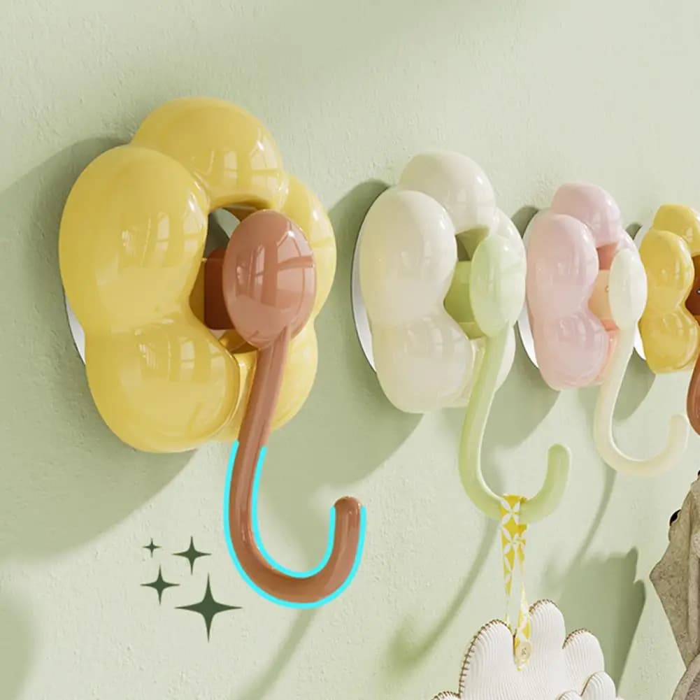 Gancio a ventosa Bright Petal, forte tenuta, lavabile, multiuso per asciugamani da bagno, utensili da cucina, appendiabiti da porta