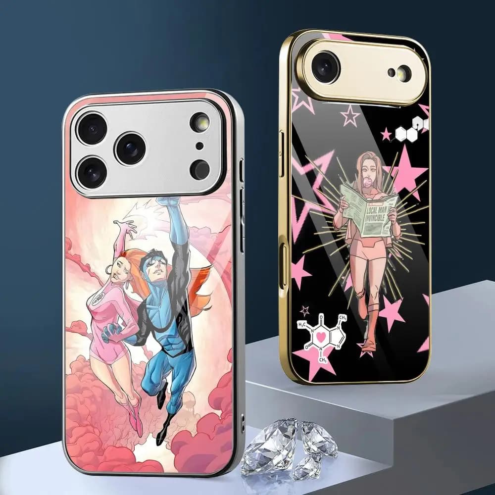 Custodia per telefono Anime Atom Eve I-Invincible per iPhone 17 16 15 14 13 12 Pro Max Plus, antiurto con paraurti in metallo galvanizzato