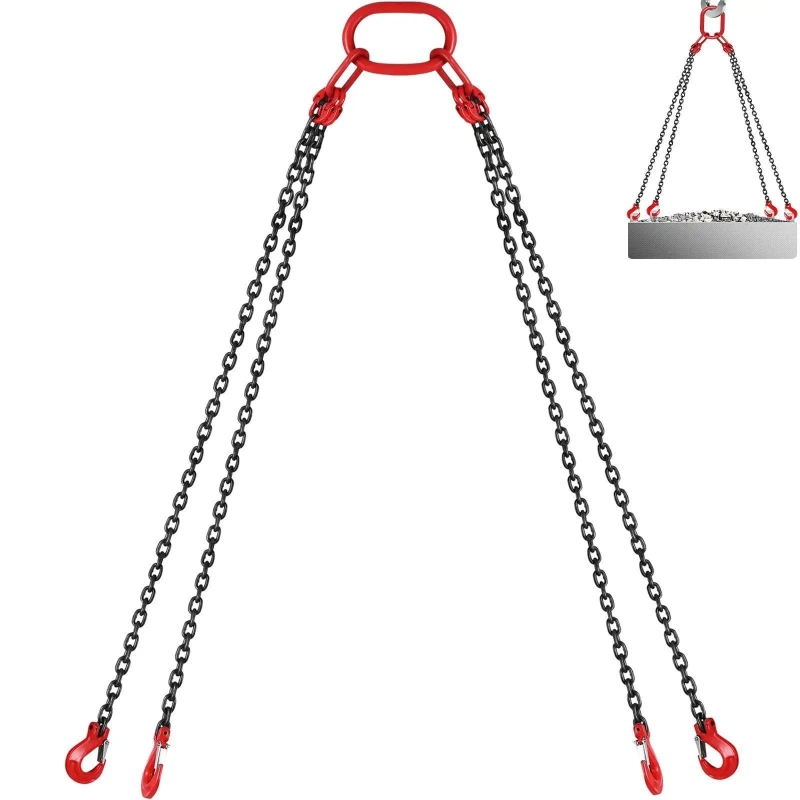 Imbracatura a catena G80 Grado 5/16 pollici x 10 piedi 11000 libbre Sollevamento a 4 gambe con ganci autobloccanti in acciaio legato Durata resistente