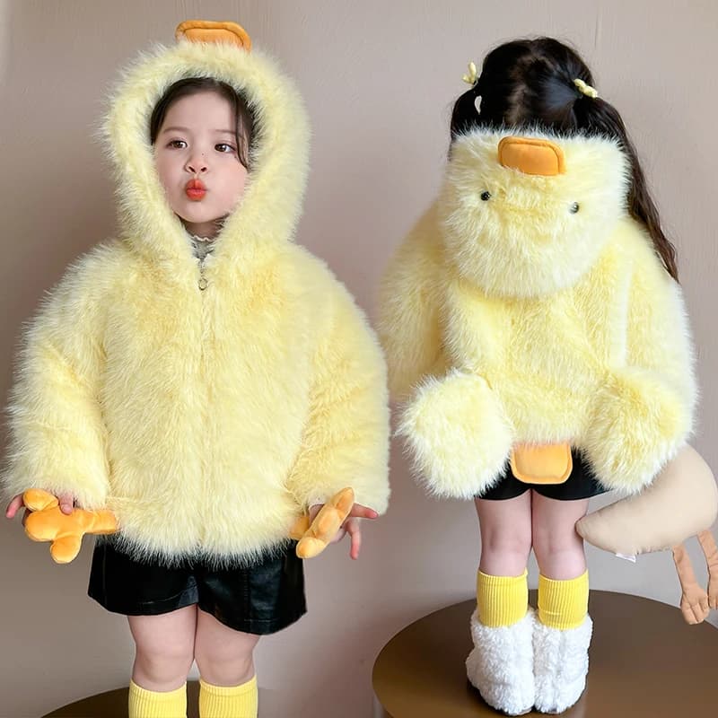 Autumn Family Matching Wool Blends Jacket for Mom and Daughter Duck Woolen Coat with Hoodies Mother Daughter Matching Outfits