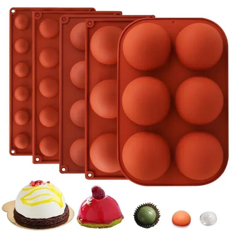 Semi-spherical Sfera Shape Silicone Mold with 6/8/15/24 Holes, for Brownie, Pudding, Mousse, Chocolate, Dessert, Fai-da- cake decoration tool ♪