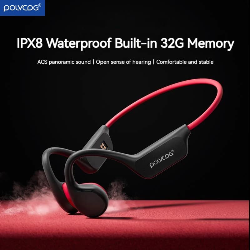 POLVCDG Cuffie a conduzione ossea X7 IPX8 32 GB di memoria 5.3 Auricolare wireless Bluetooth con microfono Nuoto impermeabile 2023nuovo