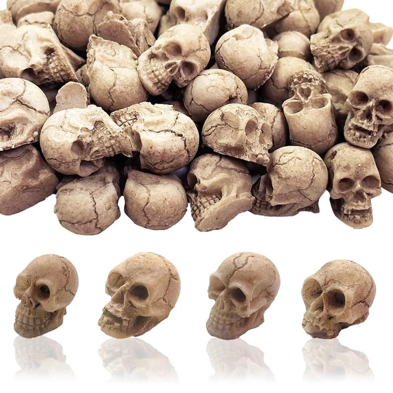 5/10 pezzi Mini miniature teschio, figurine testa scheletro per giardino fatato Halloween Micro paesaggio casa decorazione artigianale fai da te