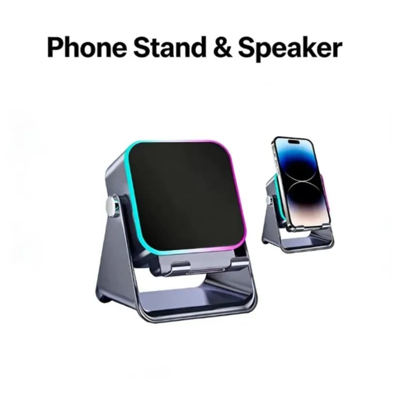 New 5 In 1 Auto-induction Wireless Induction Speaker Portable Bluetooth Phone Holder 8 Mode RGB Light Phone Stand Surround Sound