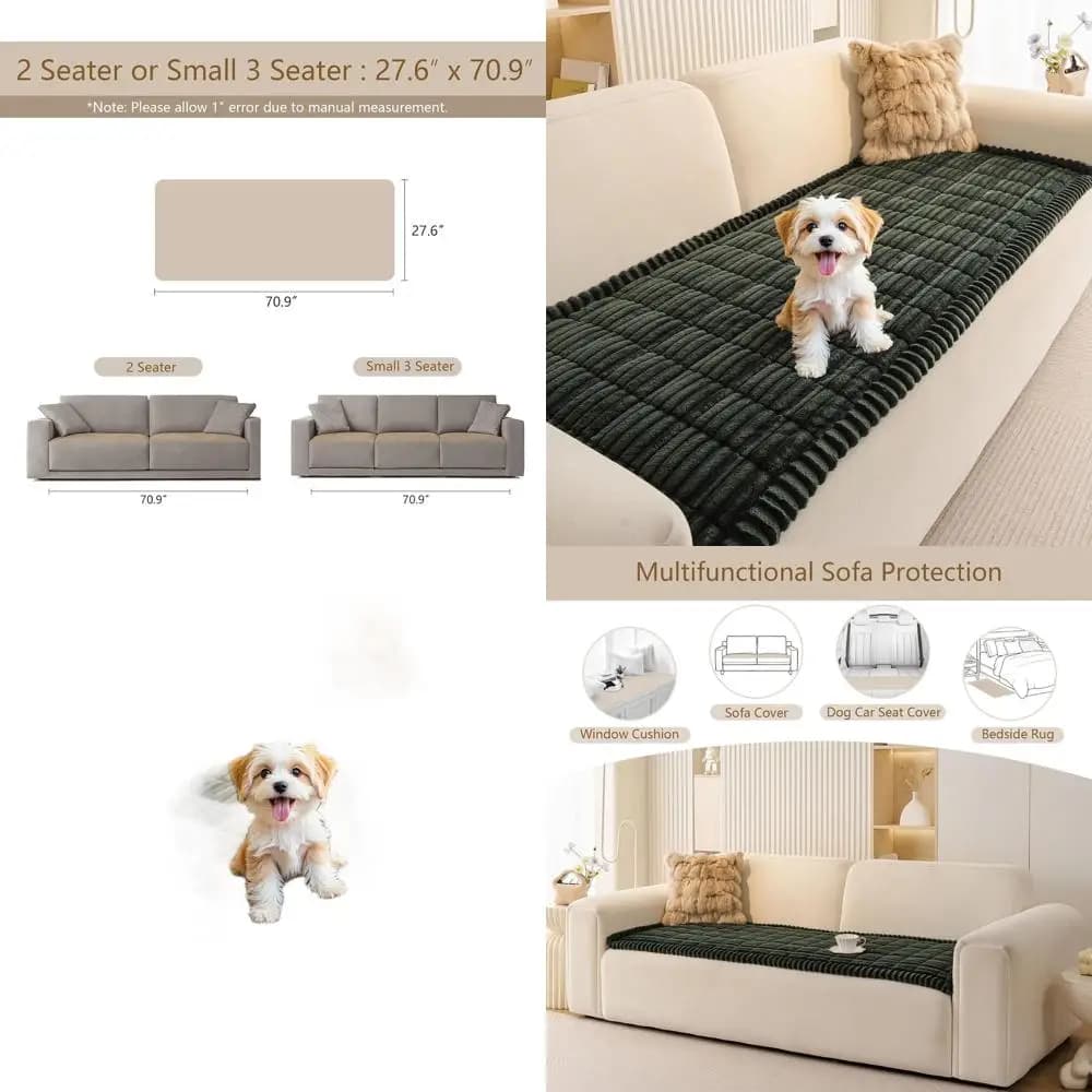 Covered Green, for Sofa with 2 cushions, Anti-slip and washable, Sofa Protector Suitable for domestic animals, 27.6 x 70.9