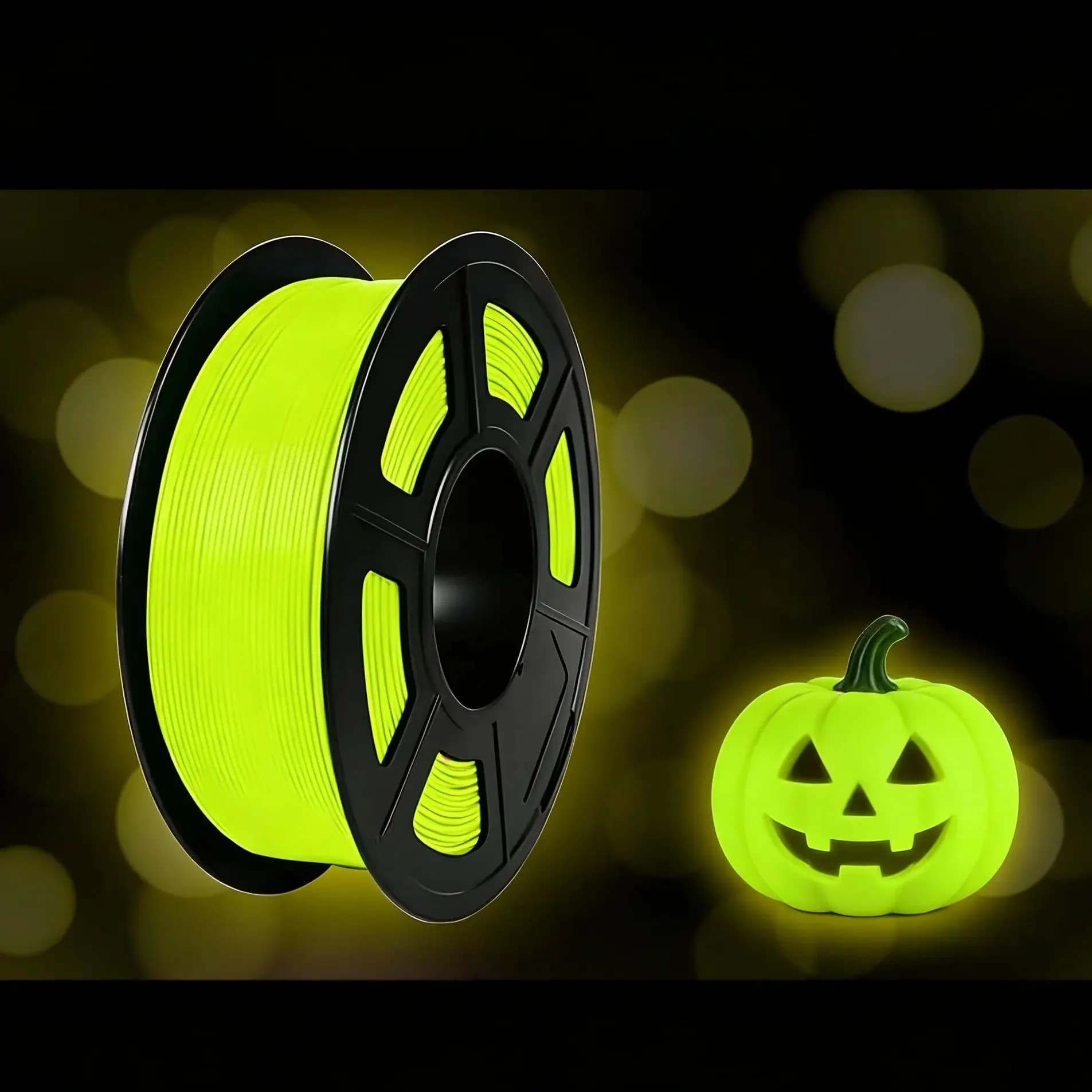 Luminous PLA 3D Printer Filament 1.75mm High Brightness Glow in the Dark Filament 250G SPOOL Yellow Glow Yellow
