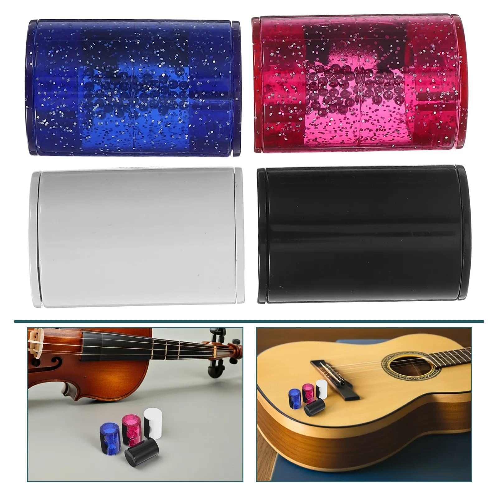 Set di 4 Anelli Sonori da Dito per Ukulele, Chitarra, Mandolino, Banjo - Accessori per Strumenti Musicali a Percussione