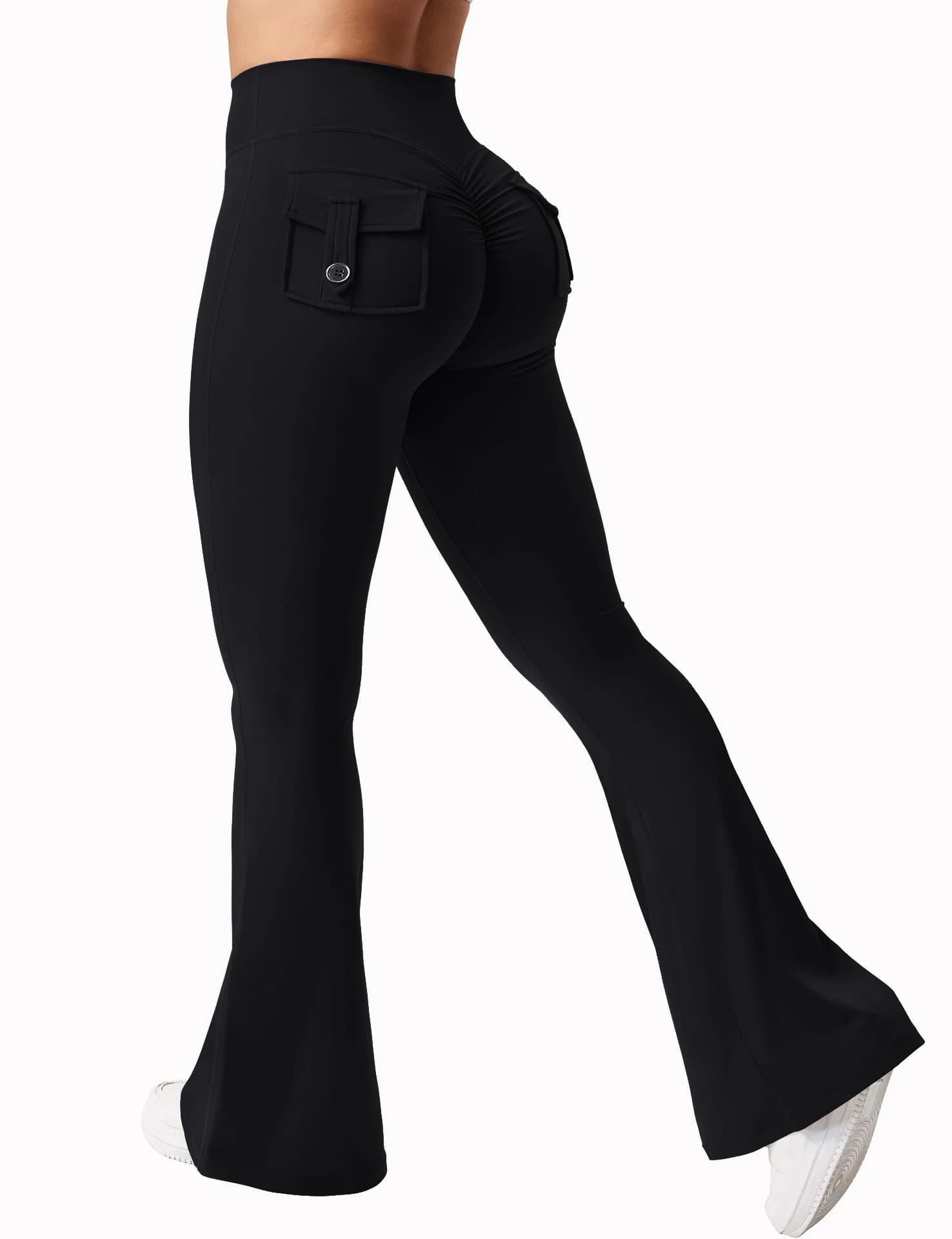 Nuovi pantaloni da yoga svasati casual da donna, pantaloni svasati da allenamento, abiti da lavoro a vita alta, abbigliamento sportivo con tasca sulla cintura