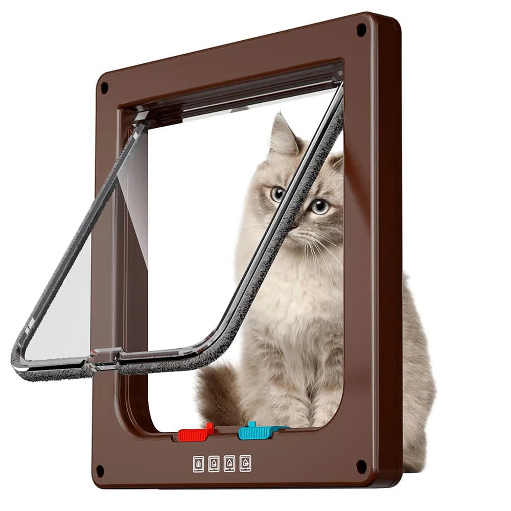 Parapone per porta per gatti extra large 11x 9,8 pollici con chiusura a 4 vie con patta di sicurezza Kit porta per animali domestici resistente alle intemperie per cani, gatti, gattini, cuccioli di sicurezza