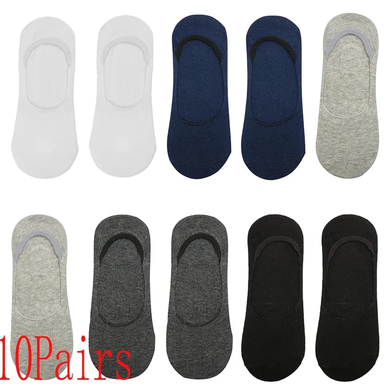 10 Paia/Lotto Men's Invisible Socks in Breathable Bambooo, Low Cut, Casual, Cotton, Anti-slip, High Quality
