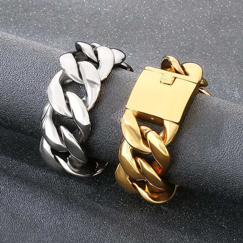 Bracciale Maschile Pesante 275g, Catena Cubana Miami in Acciaio Inox 316L con Chiusura a Scatola