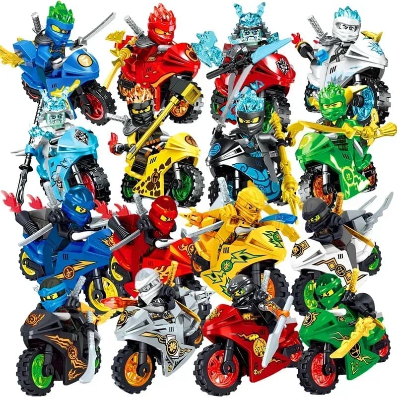 Samurai Motorcycle Assembled Action Figures Building Block Model Toys DIY for Children Birthday Christmas Gift