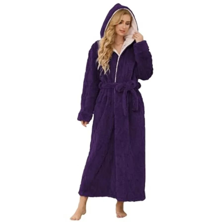 Accappatoi Morbidi con Cappuccio per Donne: Vestaglie Lunghe in Pile per l'Inverno, Ideali per Spa e Doccia