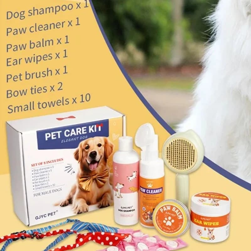 Set regalo per toelettatura cani 8 in 1 per compleanni di animali domestici, presenta shampoo, balsamo, deodorante, mantiene il cappotto liscio, profumato, soffice