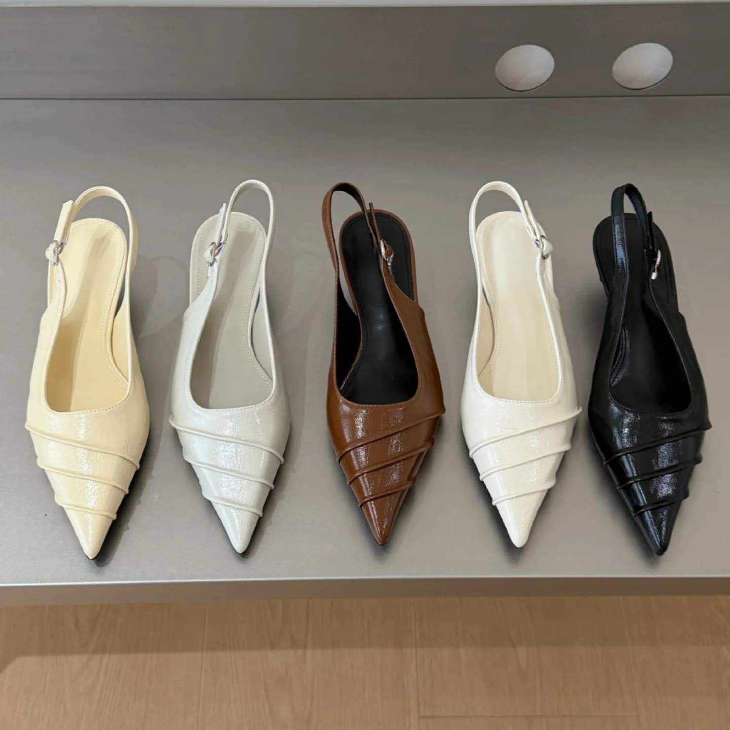 Aneikeh Scarpe con Tacco a Zeppa da Donna, Eleganti Pumps Primaverili ed Estivi con Punta Affusolata, Slingback per Feste e Banchetti