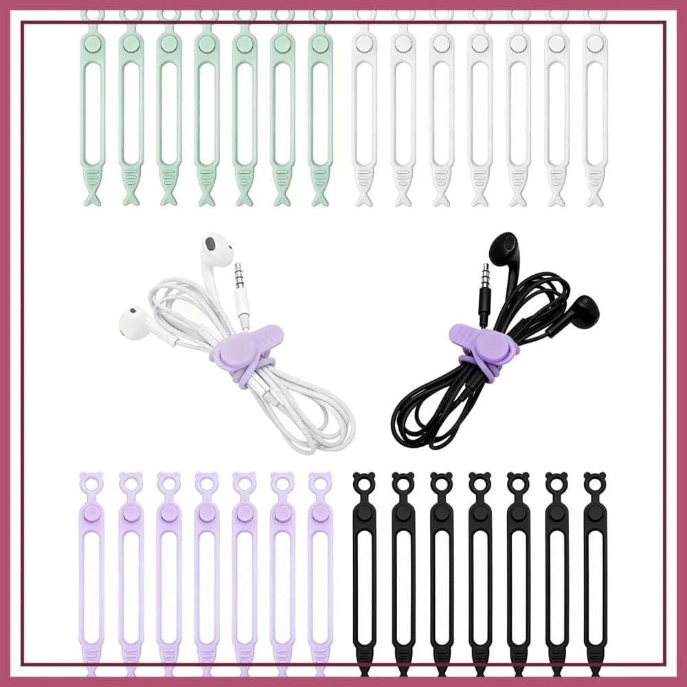 Fascette per cavi in silicone riutilizzabili da 28 pezzi, cinghie per organizzare i cavi per cavi di ricarica, cavi per computer, 4 colori