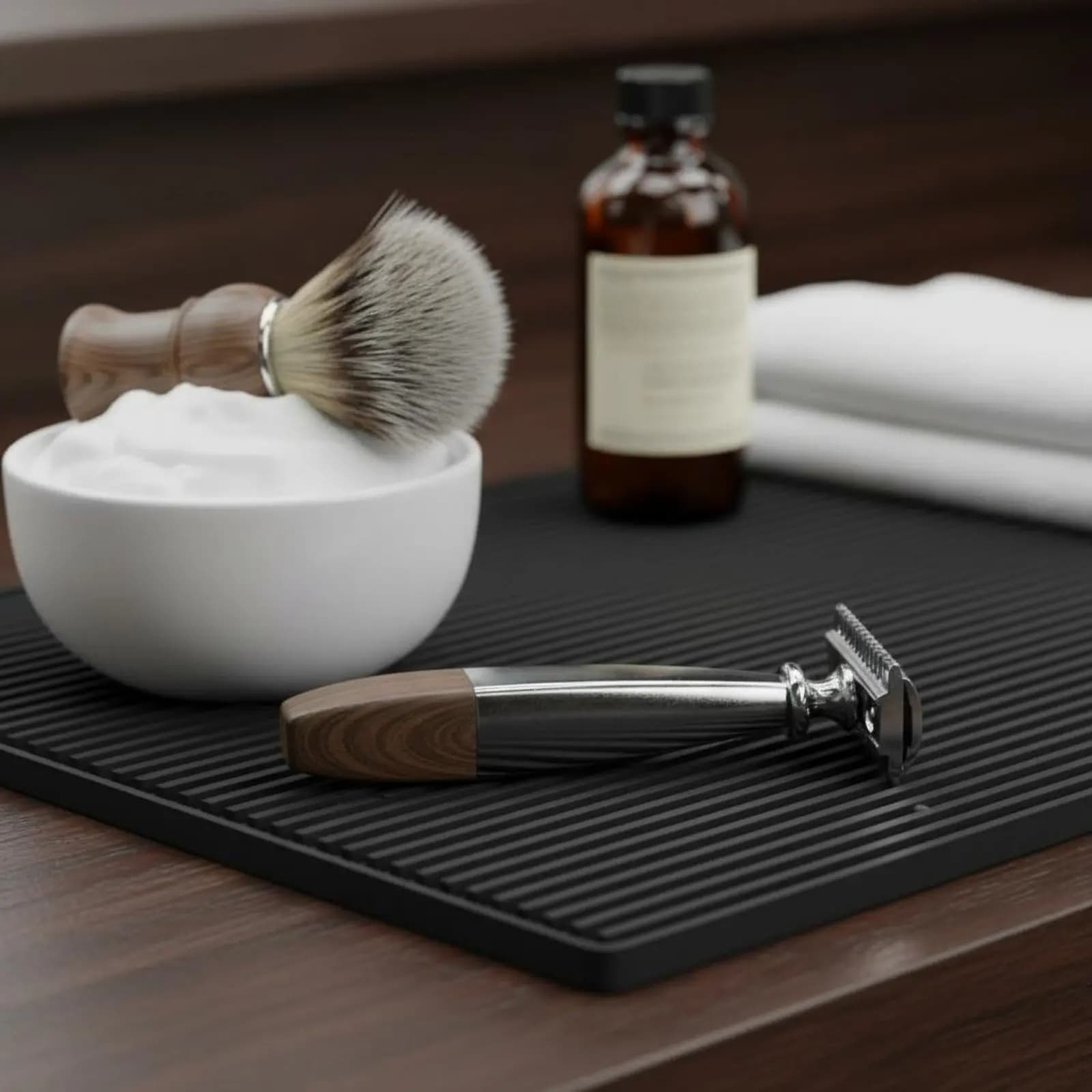 Set da Barba con Pennello in Pelo di Tasso, Facile da Pulire, con Supporto per Rasoio, Kit da Barba, Idea Regalo, Cura Personale per Bagno e Casa