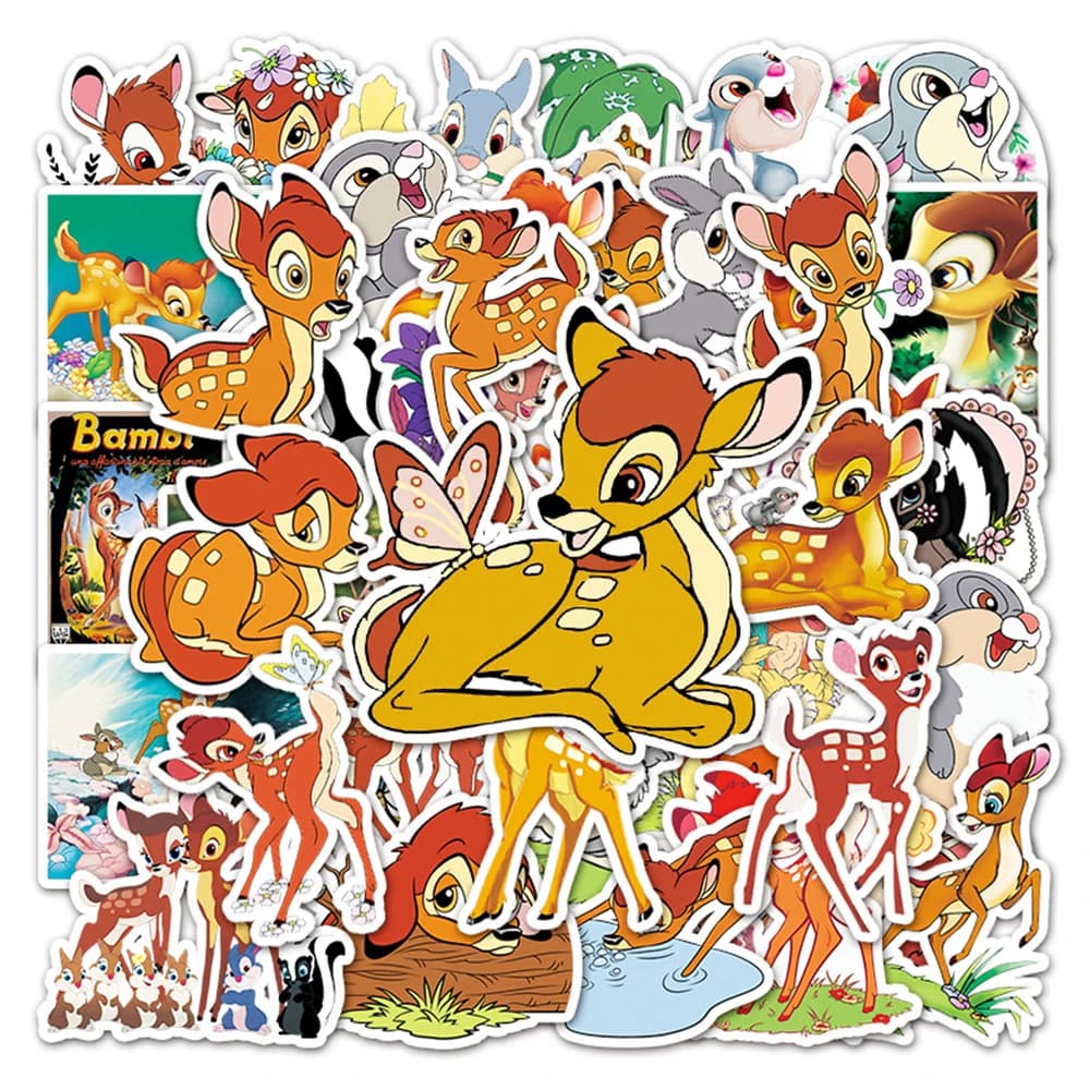10/30/50 Pezzi Adesivi Disney Anime Bambi, Sticker Cartone Animato Cervo, Decorazioni Divertenti per Telefono, Bottiglia d'Acqua, Laptop, Auto
