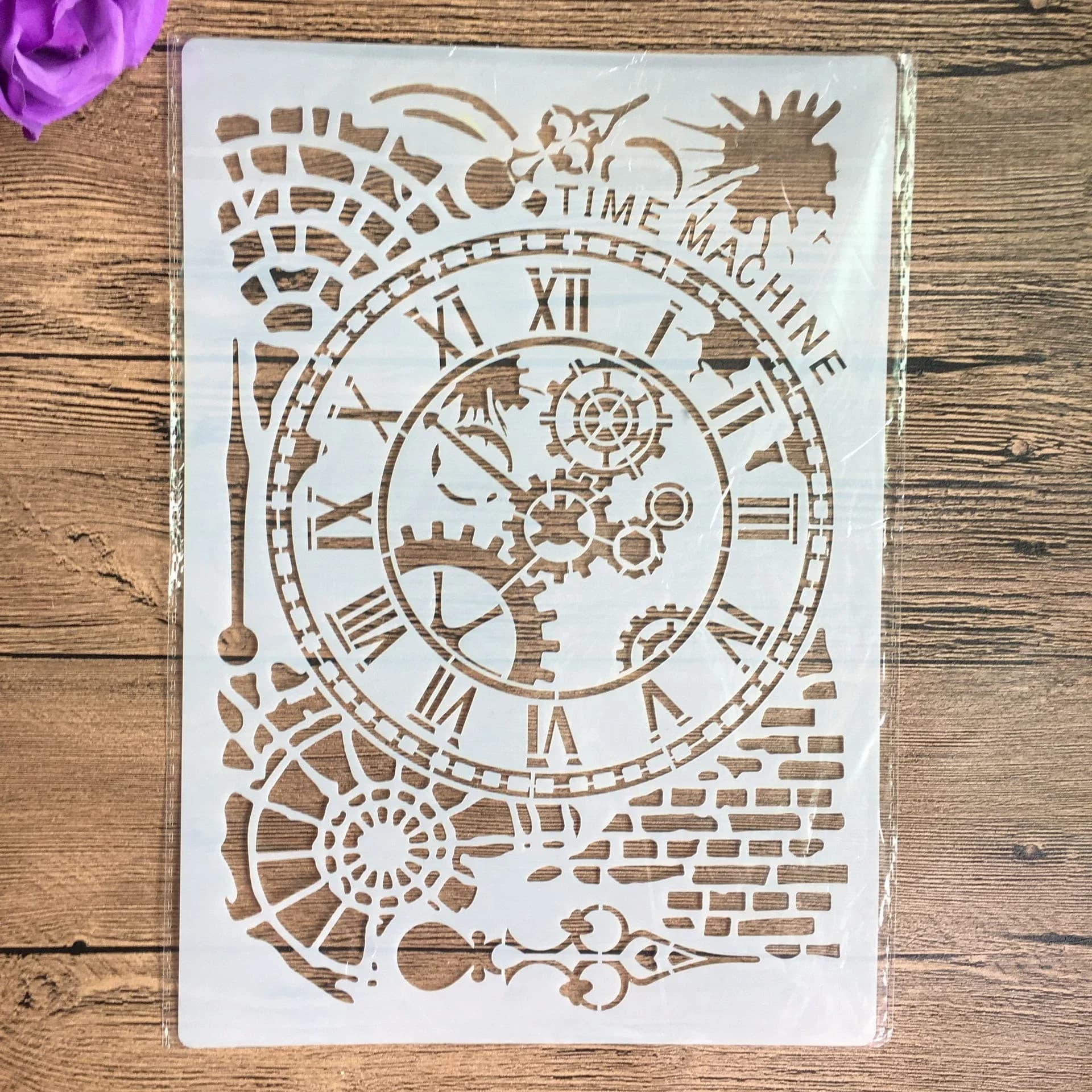 Orologio formato A4 Fiore Pittura murale Stencil Timbro Scrapbook Album Decorativo Goffratura Carta artigianale Etichetta fai da te Stencil