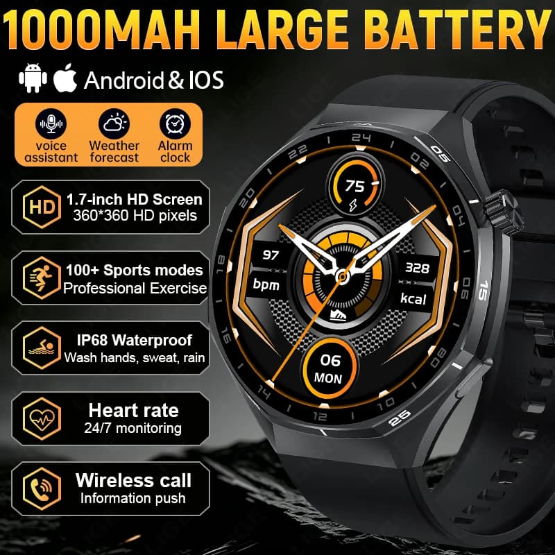 2026 New Military T-Rex3 Ultra 1000mAh Battery Smart Watch IP68 Waterproof Flashlight Heart Rate Sports tracker Smartwatch Men