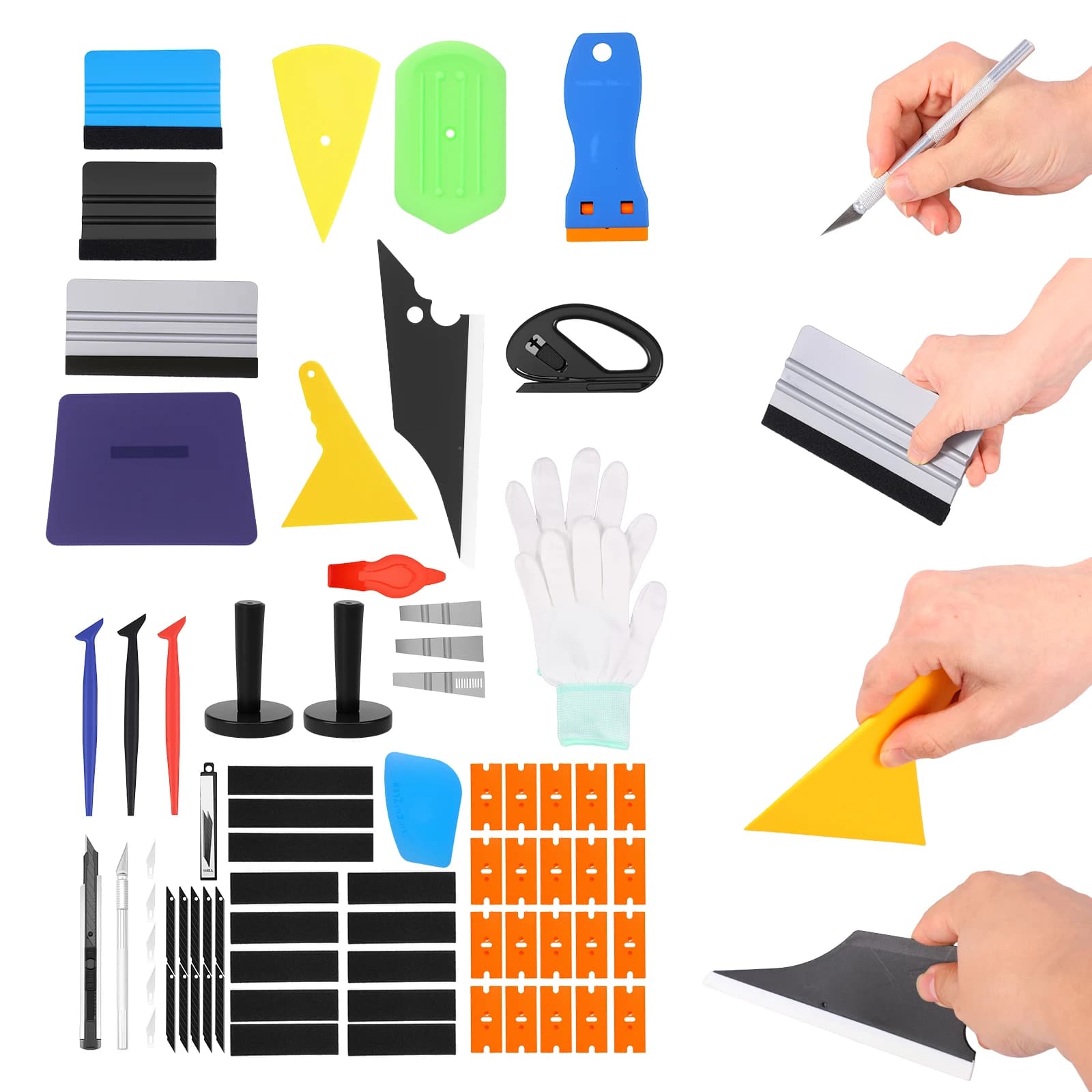 Kit di Strumenti per Car Wrapping: Taglierina Sicura per Vinile, Squeegee per Finestrini, Squeegee a Lama, Spatola per Pulizia, Set Completo per Applicazione Vinile Auto