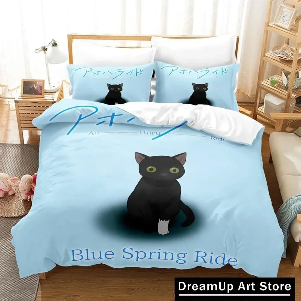Blue spring ride Bedding Set Single Twin Full Queen King Size Bed Set Adult Kid Bedroom Duvetcover Sets 3D Anime Bed Sheet Set
