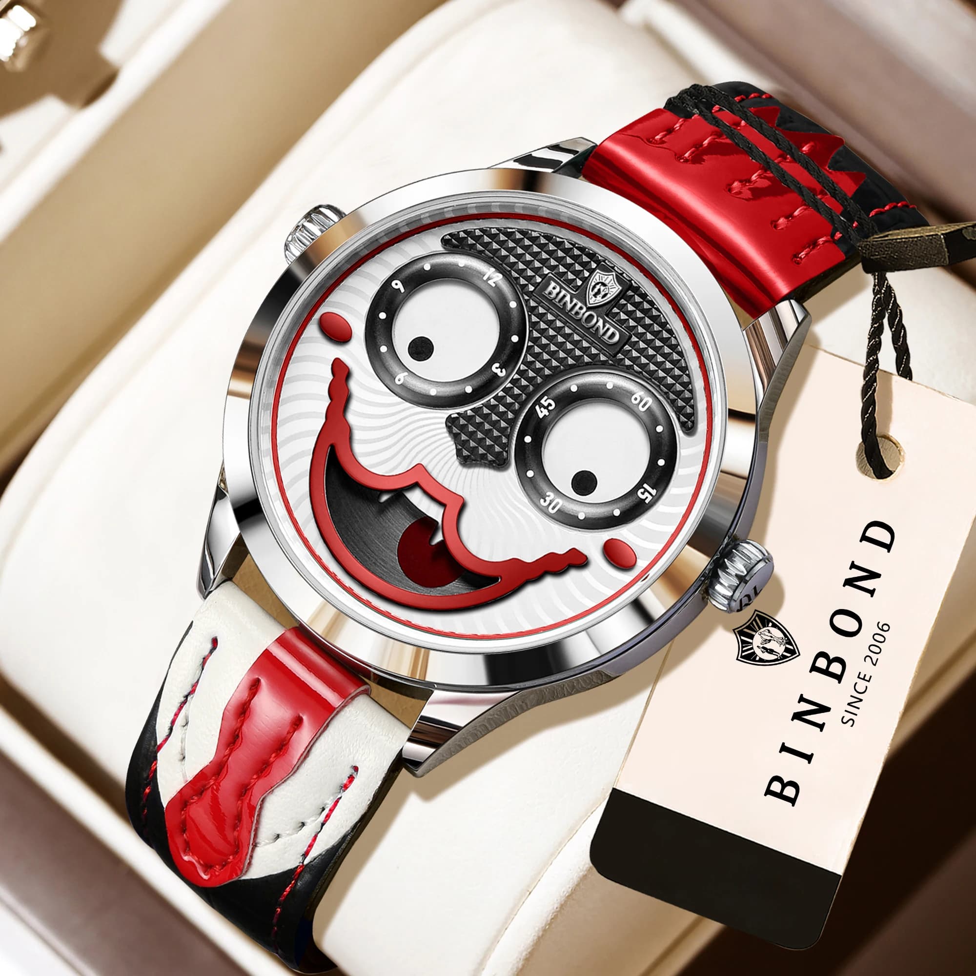 BINBOND Luxury Waterproof Ladies Quartz Watch with Leather Strap - Reloj De Mujer De Lujo Con Correa De Cuero Y Cuarzo