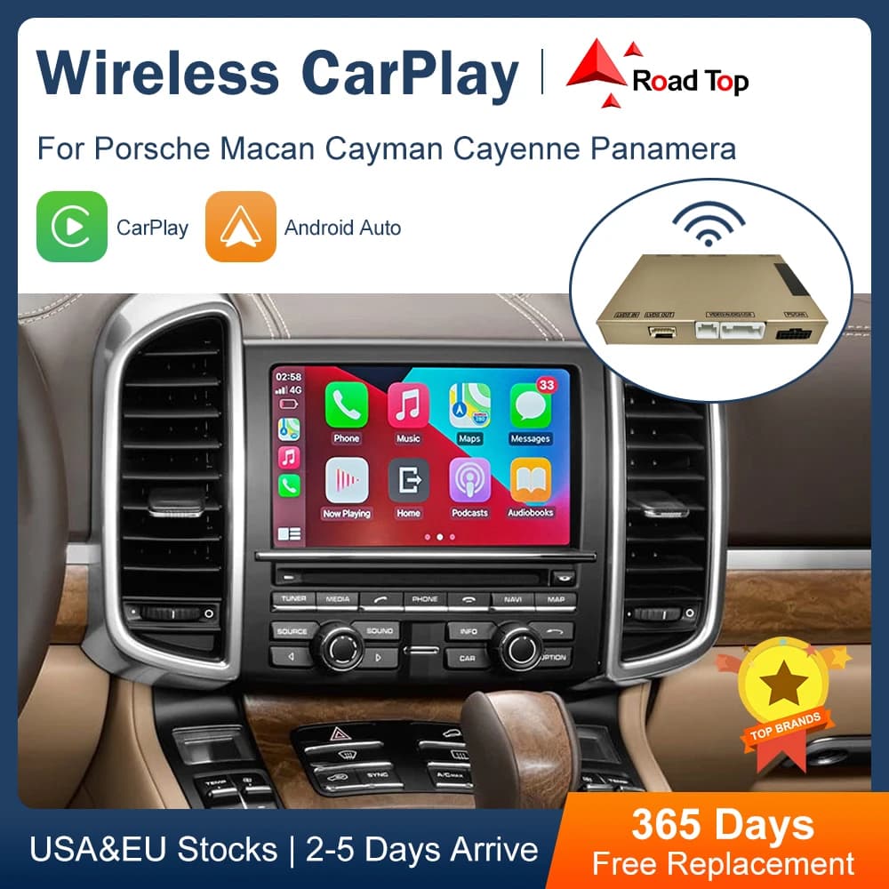 Road Top CarPlay Wireless for Porsche Macan Cayman Panamera PCM3.1, Android Auto, Mirror Link, AirPlay, Car Accessories