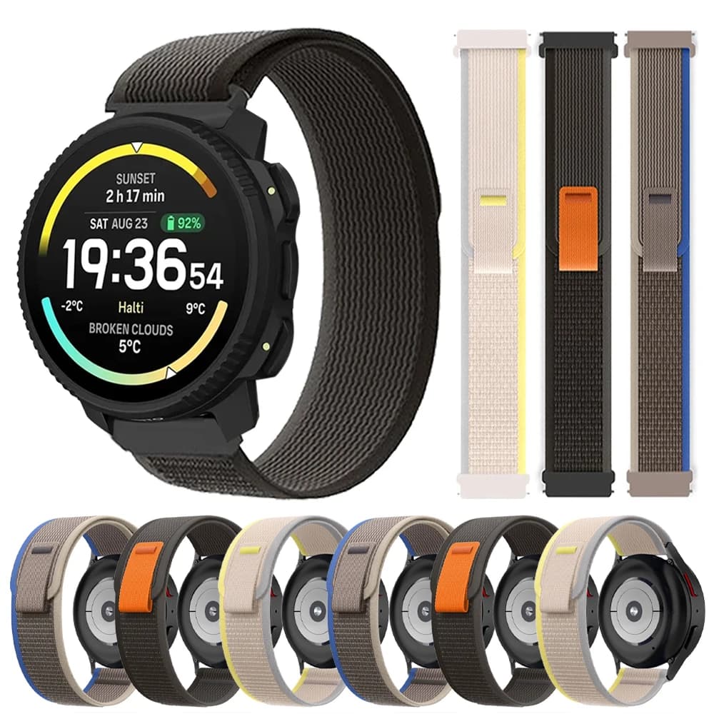 Cinturino per orologio in nylon da 22 mm per Suunto Vertical 2/RACE S 2/Run/Ocean Sports, cinturino di ricambio per braccialetti Suunto 5 9 Peak Pro