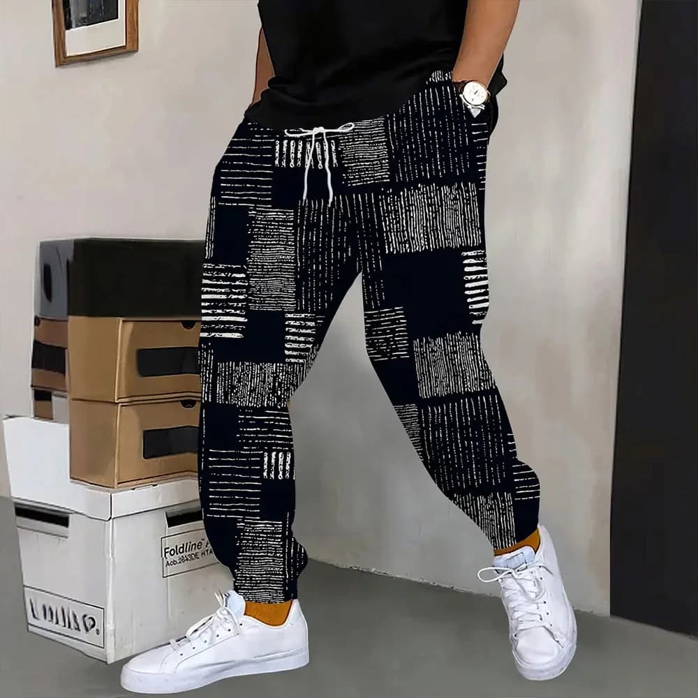 Warm and thick winter pants Fashion Brave Tiger Print Men's sports pants Wide sports pants with casual men's pocket