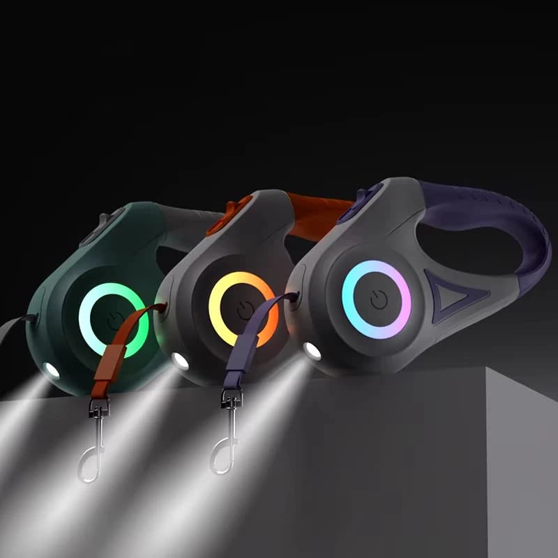 5 m automatic retractable dog steering with LED torch Durable nylon for company dogs Adjustable racing horn
