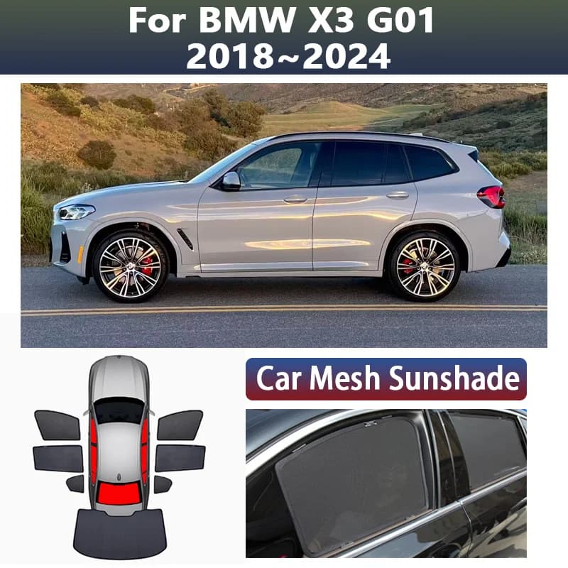 For BMW X3 G01 2018 2019 2020 2021 2022 2023 2024 Car Window Visor Mesh Sunshade Privacy Curtain Shading Cover Auto Accessories