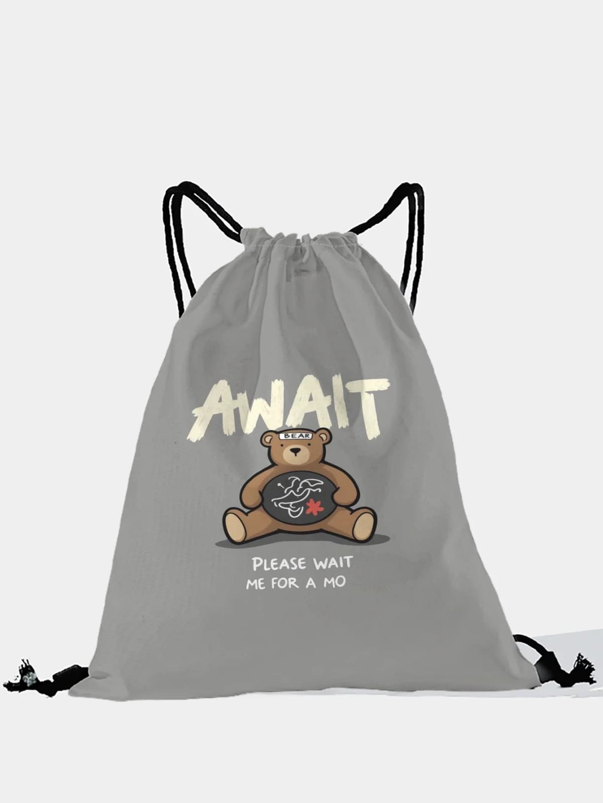 Zaino con coulisse con stampa orso di Await, borsa sportiva leggera per palestra, yoga, viaggi, scuola, shopping e uso quotidiano