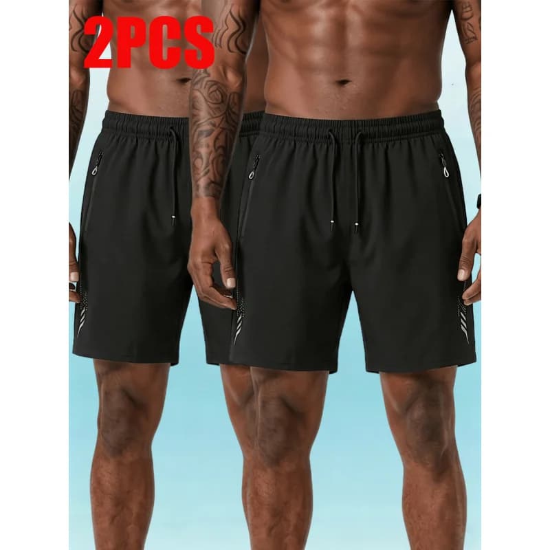 Pantaloncini da uomo da spiaggia, confezione da 2, pantaloncini sportivi estivi da uomo ad asciugatura rapida, traspiranti, vestibilità ampia, per corsa, tennis, cargo, abbigliamento da lavoro