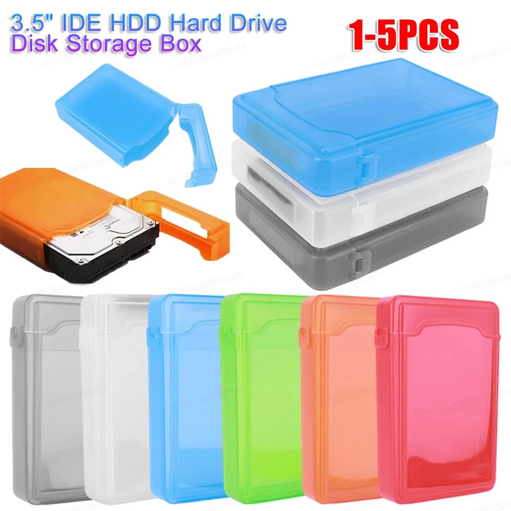 Scatola di immagazzinaggio del disco rigido IDE SATA HDD da 3,5 pollici Custodia protettiva in plastica antiurto per disco rigido esterno Scatola di immagazzinaggio del disco multicolore