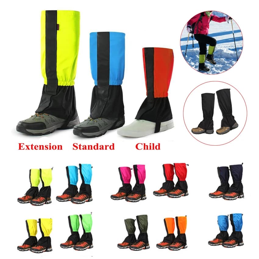 Ghette per gambe impermeabili all'aperto, coprigambe, escursionismo, campeggio, arrampicata, sci, stivali da deserto, scarpe, neve, protezione per le gambe