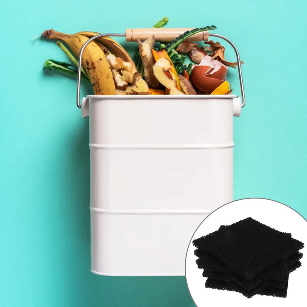 6 Pezzi Spugne Filtranti Premium con Carbone Attivo per Bidoni della Spazzatura, Contenitori per Compost, Deodoranti per Odori, Uso Domestico e Cucina