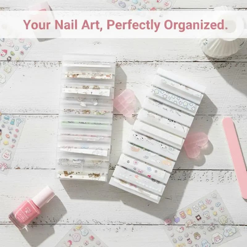 Contenitore Portatile per Strumenti da Salone per Unghie, Scatola Portaoggetti in Carta con Design Cartoon, Espositore per Nail Art