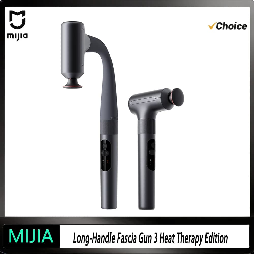 NEW MIJIA Long-Handle Fascia Gun 3 Heat-Compress Edition 12kg High Force Three Heat Settings 1900mAh Battery 3 Massage Heads