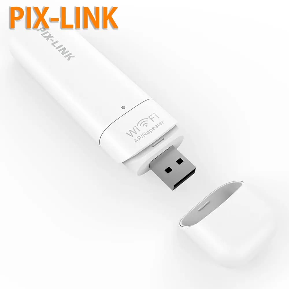 PIX-LINK UE03 Ripetitore/AP WiFi USB 300Mbps, Estensore di Segnale Wireless-N 2.4G 180° ° Dispositivo Rotante Plug & Play per Casa e Ufficio