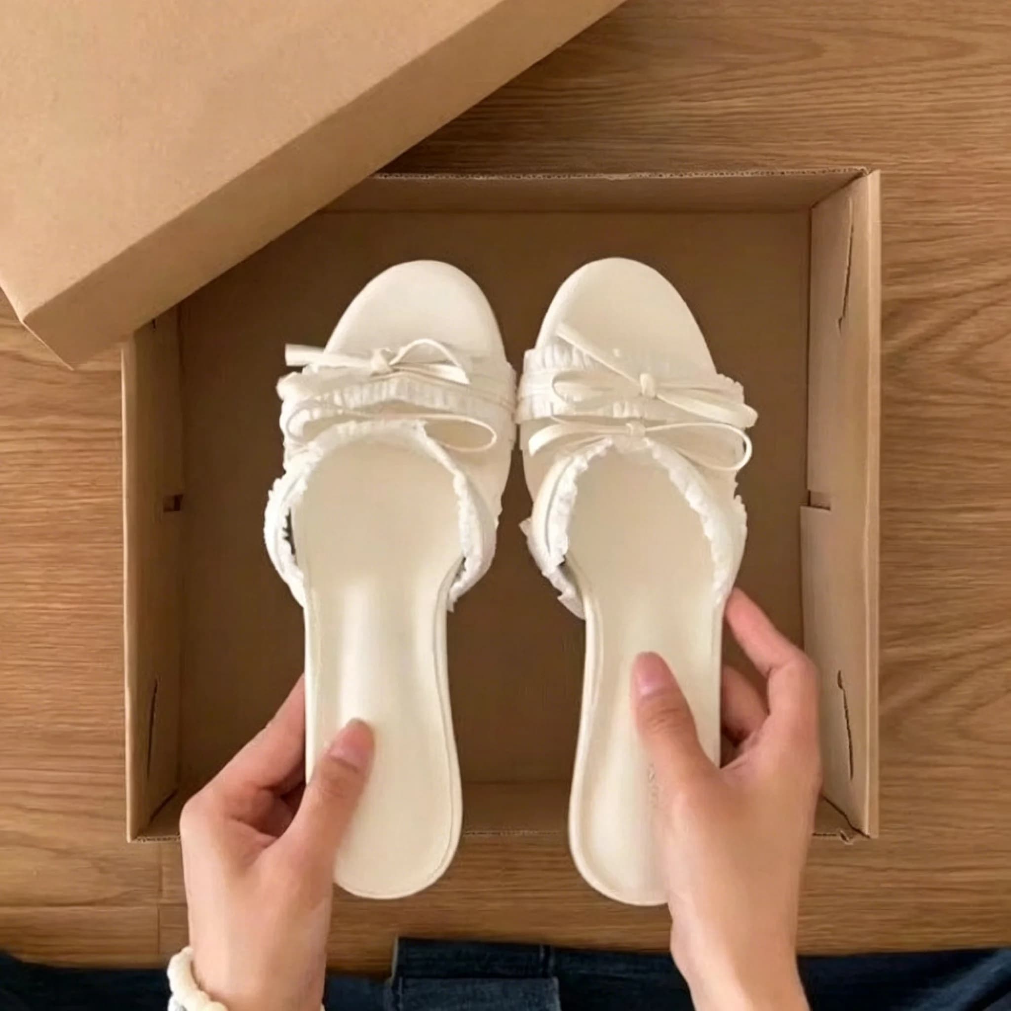Women's Summer Slip-On Sandals Outdoor Wear 2026, Versatile with Skirts, Lace-Trimmed Stiletto Heel Sandals Women Shoes