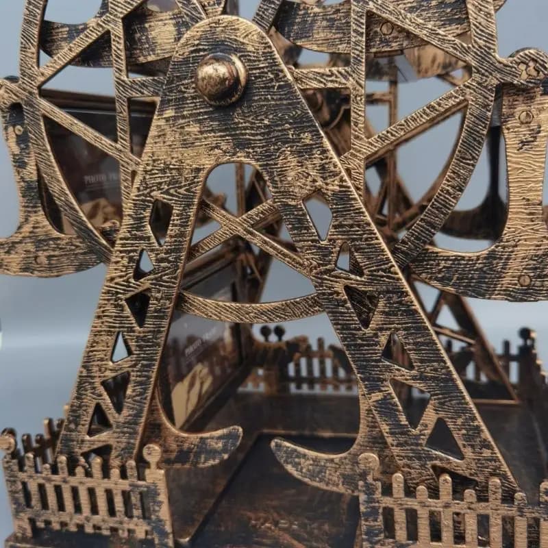 62KD Antique Ferris Wheel Photo Frame 6 Glass Panel Easy To Change Pictures Gifting