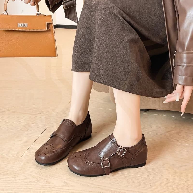 2026 New Arrival Women's Shoes Classic Buckle Loafers for Woman Retro Wedding Guest Shoes Designer Shoes Zapatos De Mujer