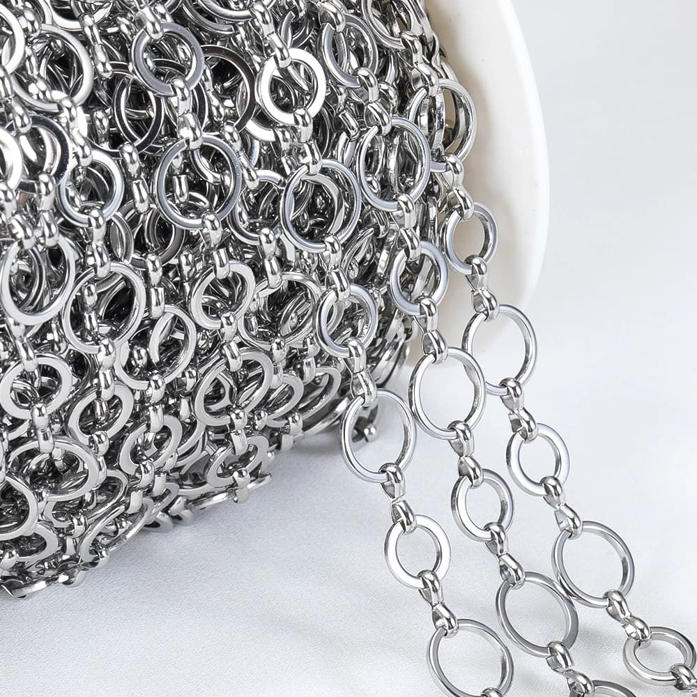 1 metro di acciaio inossidabile O-ring catena 8mm 10mm cerchio rotondo collegamenti collana braccialetto forniture per gioielli fai da te che fanno risultati