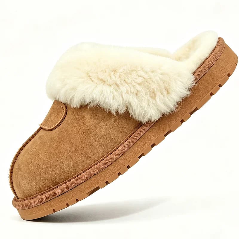 Natural Fur Slippers for Women Winter Warm Indoor Soft Wool Cow Suede Home Slippers High Quality 2026 Ladies Slip-On Footwear
