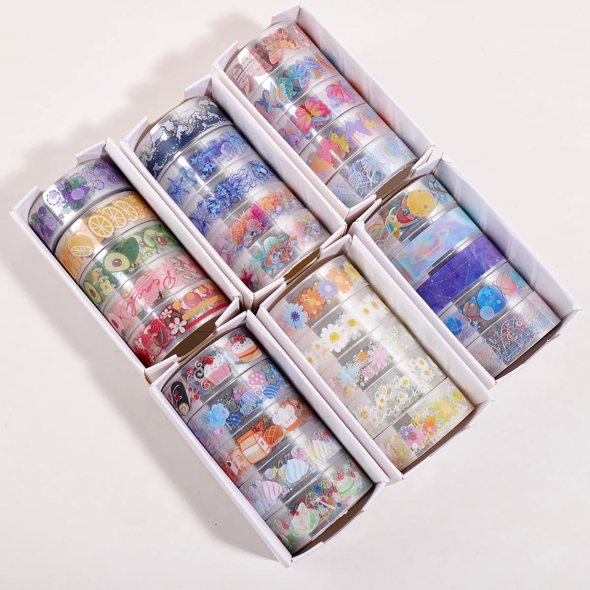 5 Rolls Transparent PET Washi Tape Set, 1.5cm×2m Self Adhesive Decorative Tape for Junk Journal Scrapbook Planner DIY Crafts