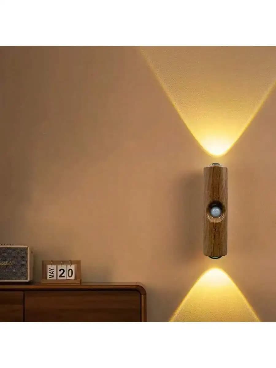 Nuova lampada da parete magnetica ricarica luce notturna luce di rilevamento umano intelligente luce autoadesiva per atmosfera a doppio occhio di gatto