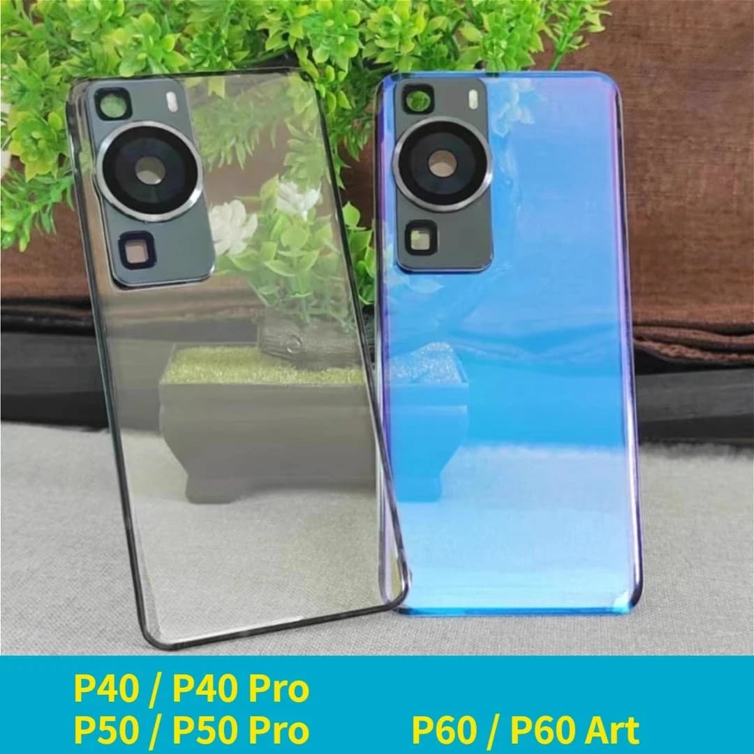 Transparent Back Battery Cover Housing Replacement For Huawei P40 P50 / P60 Pro P60Pro Rear Door With Camera Lens